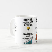 Motivational Quote Coffee Mug – Inspire, Hustle &  Kaffeetasse (Vorderseite Links)