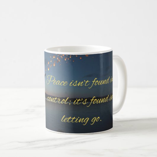 Motivational Quote Mug: Finding Peace Kaffeetasse (VorderseiteRechts)
