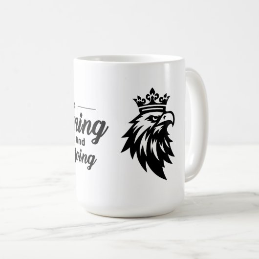  Motivational Quote Mug with Eagle Kaffeetasse (VorderseiteRechts)
