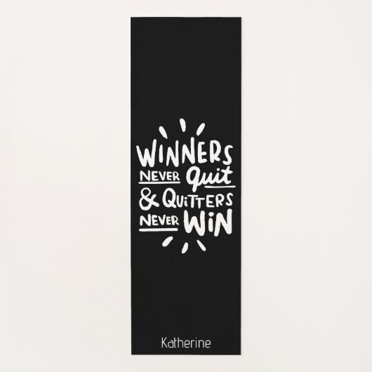 Motivational Quote personalized name Workout Black Yogamatte (Vorderseite)