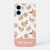 Motivational Quote Pink Floral Phone Case iPhone 16 Hülle (Rückseite)