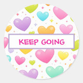 Motivational Quote Sticker | Pastel Hearts Design (Vorderseite)