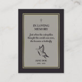 Motivational Quote with Buttefly in Loving Memory Visitenkarte (Vorderseite)