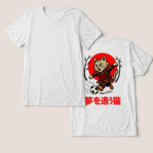 Motivational Samurai Cat - Gift for Anime & Sports Tri-Blend Shirt (Design Vorderseite & Rückseite)