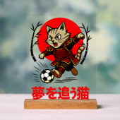 Motivational Samurai Cat Soccer Wall Art for Kids Acrylschild (Neutral)