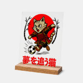 Motivational Samurai Cat Soccer Wall Art for Kids Acrylschild (Winkel)