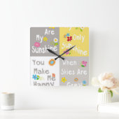 Motivational Sätze der Typography - Collage Quadratische Wanduhr (Zuhause)