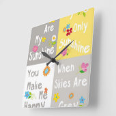 Motivational Sätze der Typography - Collage Quadratische Wanduhr (Winkel)