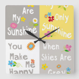 Motivational Sätze der Typography - Collage Quadratische Wanduhr