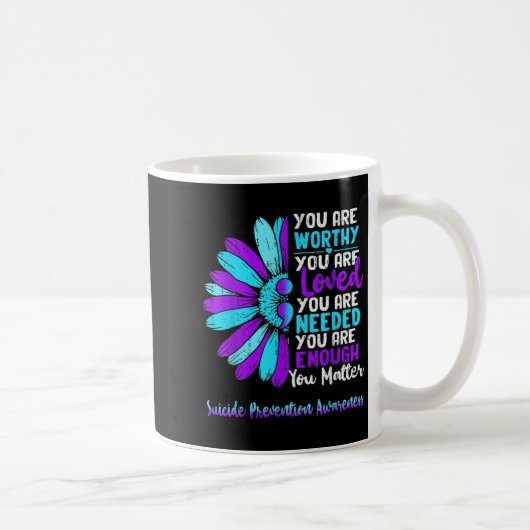 Motivational Suicide Prevention Awareness Teal Pur Kaffeetasse (Rechts)