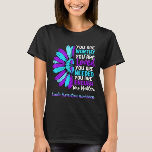 Motivational Suicide Prevention Awareness Teal Pur T-Shirt (Vorderseite)