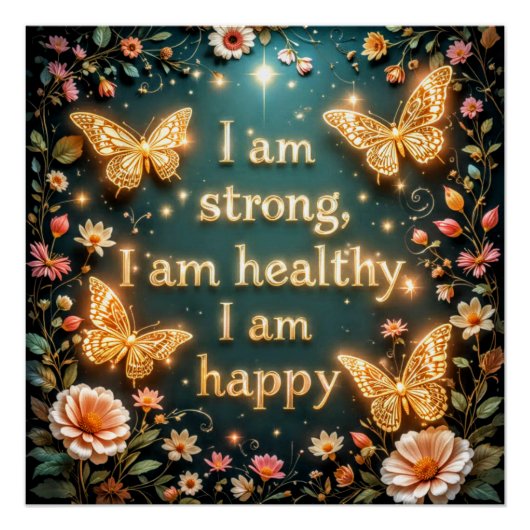 Motivational text with butterflies #1 poster (Vorderseite)