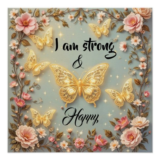 Motivational text with butterflies #2 poster (Vorderseite)