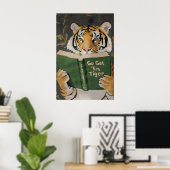 Motivational Tiger Reading Print Humorous Bookworm Poster (Heimbüro)