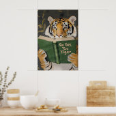 Motivational Tiger Reading Print Humorous Bookworm Poster (Küche)