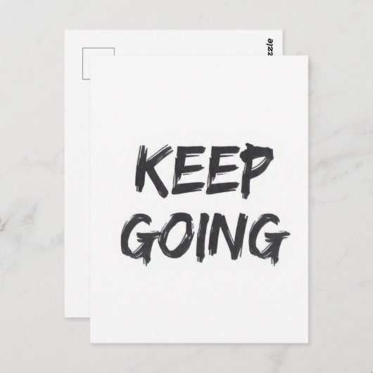 Motivational typography keep going paint stroke postkarte (Vorne/Hinten)