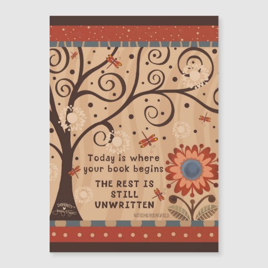 Motivational Unwritten Quote Floral Magnetic Card Magnetkarte (Vorderseite)