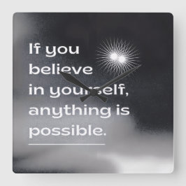 Motivational Wall Art | “Believe in Yourself” Mini Quadratische Wanduhr