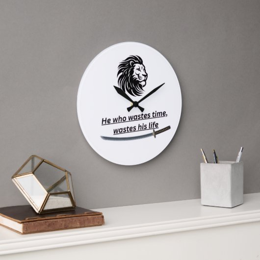 Motivational Wall Clock – Time Is Precious Quote Große Wanduhr (Büro)