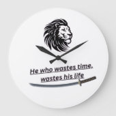 Motivational Wall Clock – Time Is Precious Quote Große Wanduhr (Vorderseite)