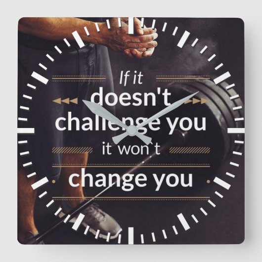 Motivational Words - Workout Quadratische Wanduhr (Vorderseite)