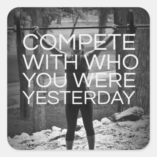 Motivationales Fitness Gym Quadratischer Aufkleber (Vorderseite)