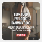 Motivationales Fitness Gym Quadratischer Aufkleber (Vorderseite)