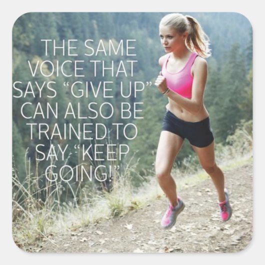 Motivationales Fitness Gym Quadratischer Aufkleber (Vorderseite)