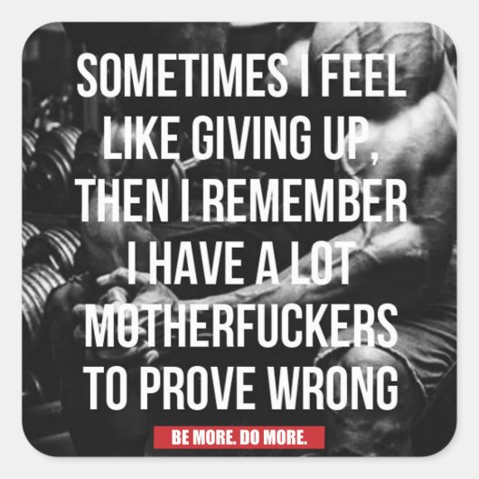 Motivationales Fitness Gym Quadratischer Aufkleber (Vorderseite)