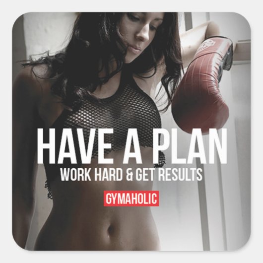 Motivationales Fitness Gym Quadratischer Aufkleber (Vorderseite)