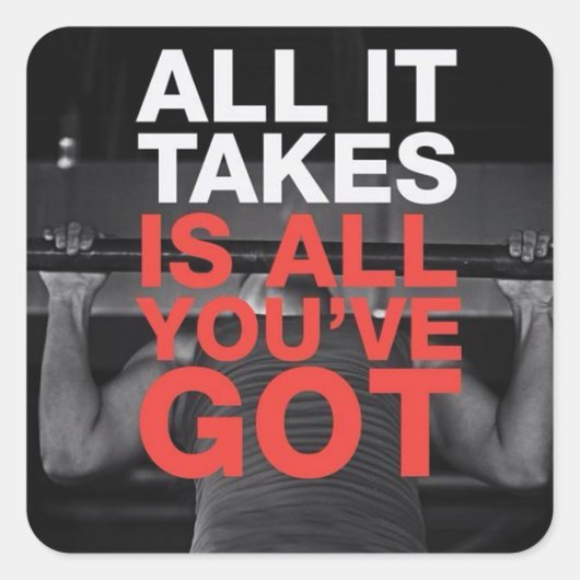 Motivationales Fitness Gym Quadratischer Aufkleber (Vorderseite)