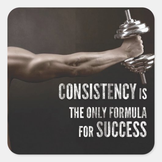 Motivationales Fitness Gym Quadratischer Aufkleber (Vorderseite)