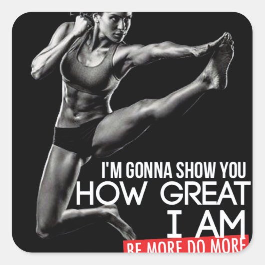 Motivationales Fitness Gym Quadratischer Aufkleber (Vorderseite)