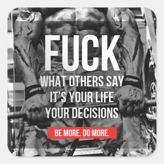 Motivationales Fitness Gym Quadratischer Aufkleber (Vorderseite)