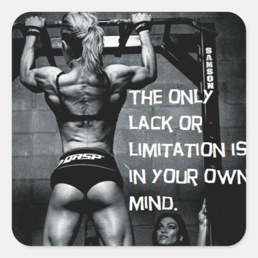 Motivationales Fitness Gym Quadratischer Aufkleber (Vorderseite)