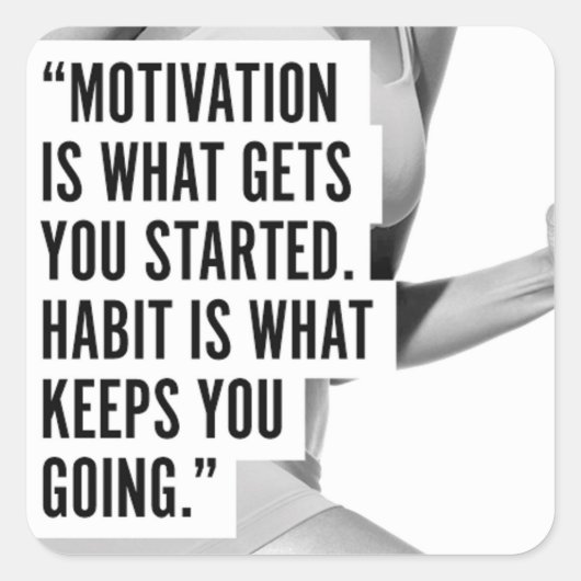 Motivationales Fitness Gym Quadratischer Aufkleber (Vorderseite)