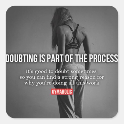 Motivationales Fitness Gym Quadratischer Aufkleber (Vorderseite)