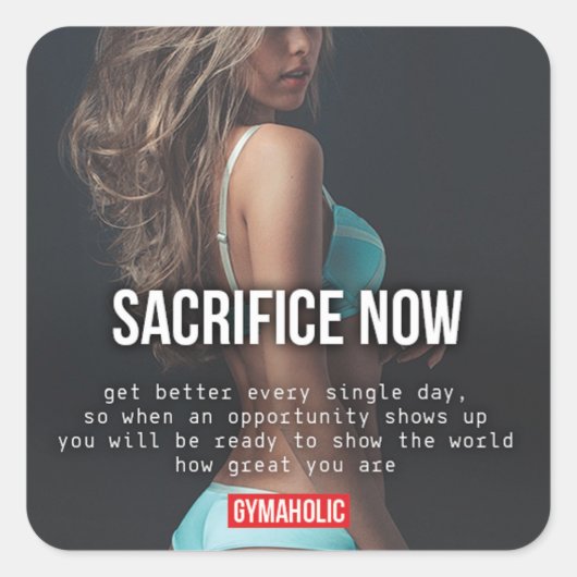 Motivationales Fitness Gym Quadratischer Aufkleber (Vorderseite)