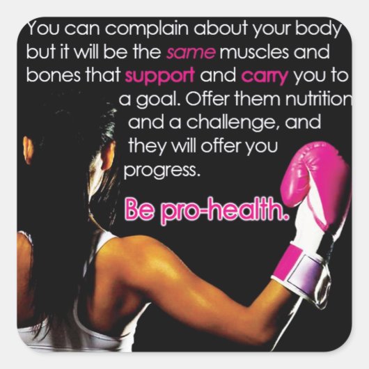 Motivationales Fitness Gym Quadratischer Aufkleber (Vorderseite)