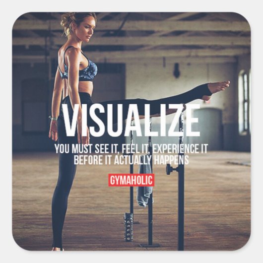 Motivationales Fitness Gym Quadratischer Aufkleber (Vorderseite)