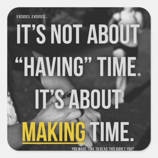 Motivationales Fitness Gym Quadratischer Aufkleber (Vorderseite)