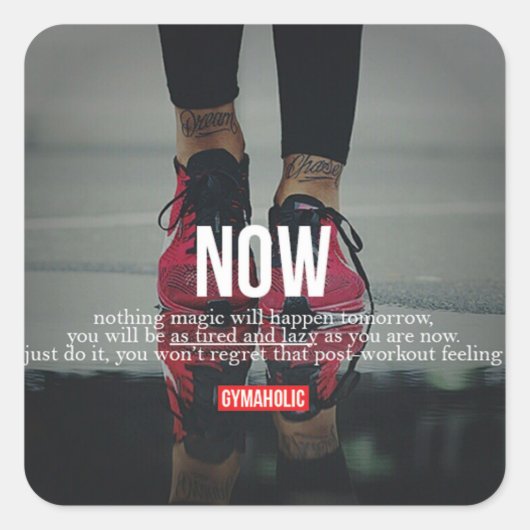 Motivationales Fitness Gym Quadratischer Aufkleber (Vorderseite)