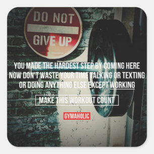 Motivationales Fitness Gym Quadratischer Aufkleber