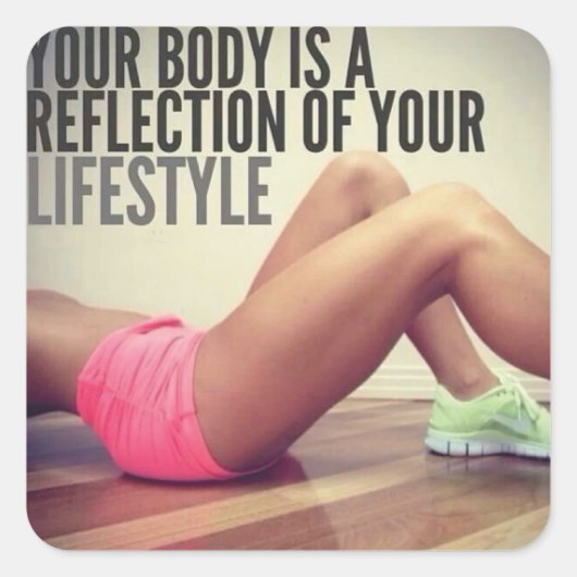 Motivationales Fitness Gym Quadratischer Aufkleber (Vorderseite)