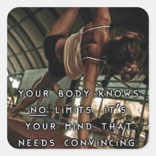 Motivationales Fitness Gym Quadratischer Aufkleber (Vorderseite)