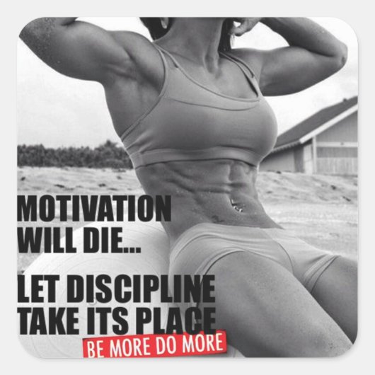 Motivationales Fitness Gym Quadratischer Aufkleber (Vorderseite)