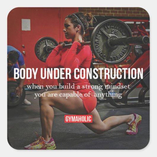 Motivationales Fitness Gym Quadratischer Aufkleber (Vorderseite)