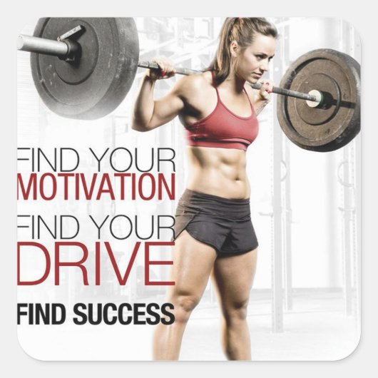 Motivationales Fitness Gym Quadratischer Aufkleber (Vorderseite)