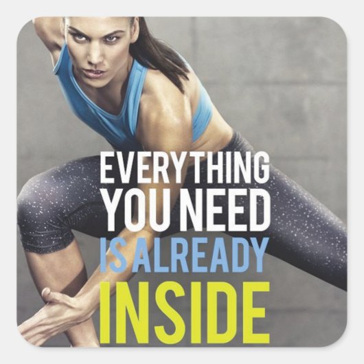 Motivationales Fitness Gym Quadratischer Aufkleber (Vorderseite)