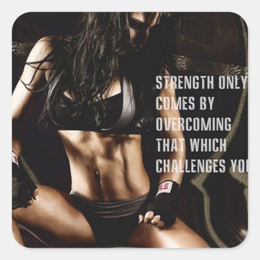 Motivationales Fitness Gym Quadratischer Aufkleber (Vorderseite)